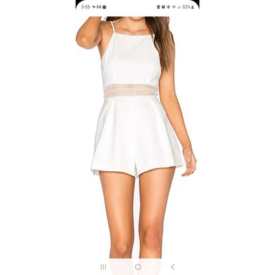 KEEPSAKE The Label Blanco Hazlo Right Pantalones Cortos Mono Mameluco Encaje Cintura XS Nuevo Foto 1 de 4