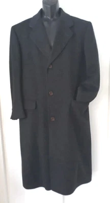 Abrigo de lana cachemir para hombre talla 38R gris carbón bolsillo interior hecho en Inglaterra pecho 44" Foto 1 de 4