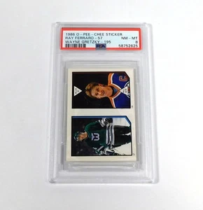 1986-87 OPC O-Pee-Chee Sticker Wayne Gretzky #195 / Ray Ferraro #57 PSA 8 576 - Imagen 1 de 2