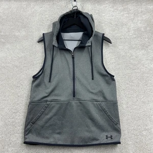 Under Armour Hoodie Womens Large Gray Sleeveless Pockets 1/2 Zip Performance - Picture 1 of 9