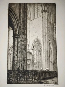 Albert Henry BESNARD Original Trockenspitze CATHEDRALE ST MARTIN Vieux Colmar - Bild 1 von 6