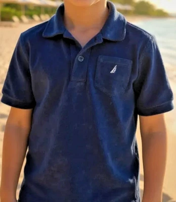 Camisa Pullover Nautica Boys Vintage Terciopelo, Talla M Azul Real con Bolsillo Frontal Foto 1 de 4