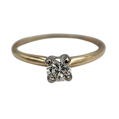 14K Yellow Gold Natural Diamond Solitaire Engagement Ring size 4.25 - Image 1 of 4