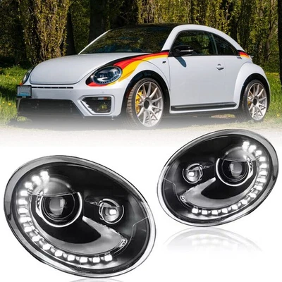 For Volkswagen VW Beetle 2013-2019 Pair LED Headlight Assembly High Low Beam,DRL - Image 1 of 4