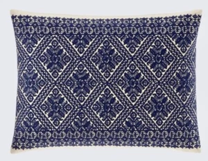 Ralph Lauren Haywood Embroidery Decorative throw  Pillow 15" x 20" Cream  Navy  - Picture 1 of 5