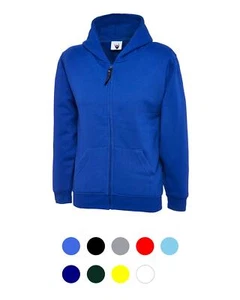 Uneek - Childrens/Kids Classic Full Zip Hooded Jumper Polyester & Cotton - Picture 1 of 12