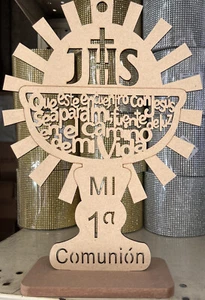 6 First Communion Favors, centerpiece Baptism Wood Prayer/Recuerdos De Mesa 12" - Picture 1 of 3
