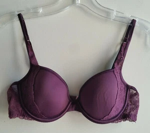 Victoria's Secret Lightly Padded Lace Demi Bra, Purple, Size 34B, Pre-owned - Picture 1 of 12