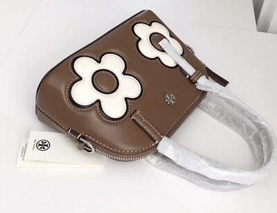 Bolso Bandolera Tory Burch Emerson Dome Cartera Floral Apliques Marrón Nuevo En Paquete Foto 1 de 4
