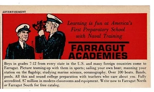 1970 FARRAGUT Academies Naval Prep School Toms River New Jersey Vintage Ad 1 - Picture 1 of 1