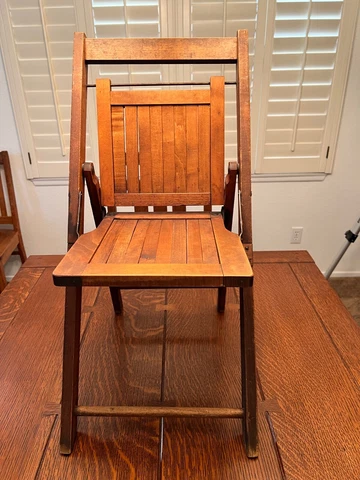 Antique Small Folding Wooden Chair 1900 Hard Wood Picnic Children's Furniture Cover