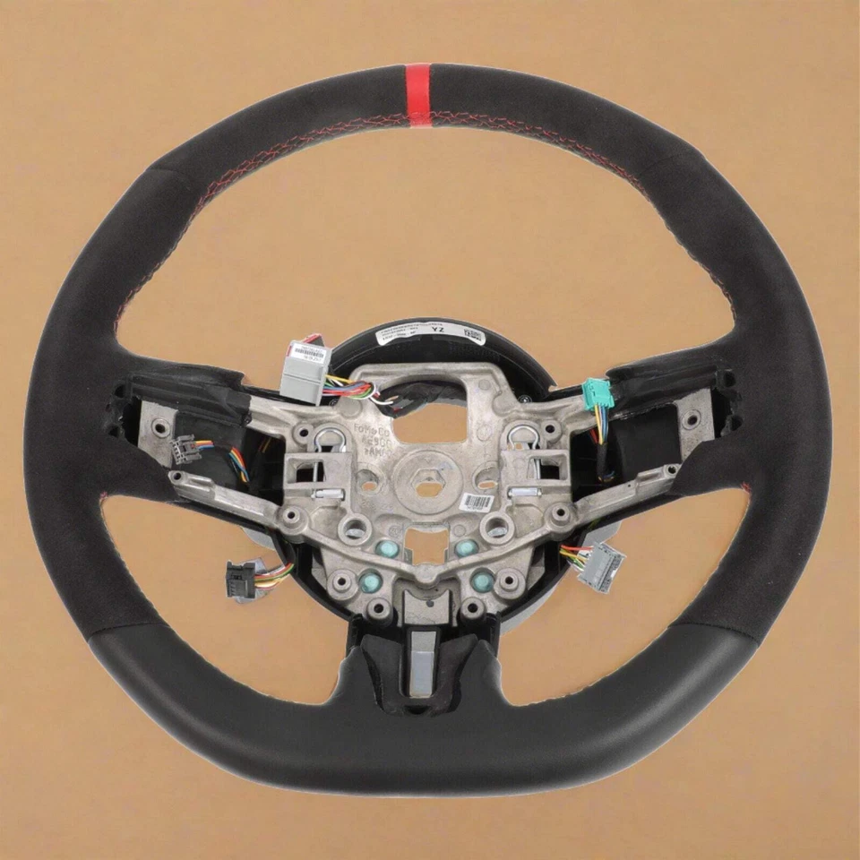Volante de cuero y gamuza para Ford Mustang 2015-2019 con costuras rojas OEM Foto 1 de 1