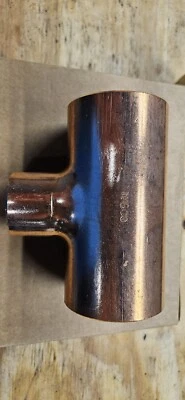 2-1/2" x 2-1/2" x 1-1/2" Inch CxCxC Sweat Reducing Copper Tee Plumbing Fitting - Image 1 of 2