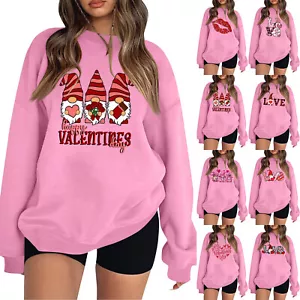 Women's Long Sleeve Pullover Casual Oversize Printed O-Neck Color Sweatshirts - Picture 1 of 36