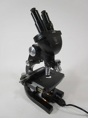 Vintage American Optical AO Spencer Binocular Microscope stereo illuminated US - Image 1 of 4