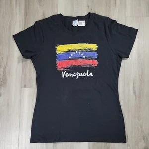 Venezuela Women's Short Sleeve Graphic T-Shirt Medium Black - Picture 1 of 7