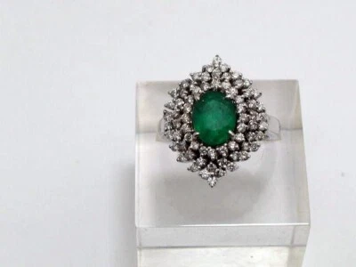 SMARAGD BRILLANT RING IN 585/000 WEISSGOLD MASSIV SONDERPREIS GR:55 T764 - Bild 1 von 4