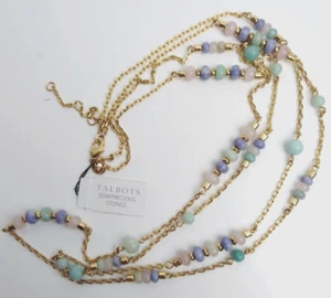 Talbots Double Layer Semi Precious Stone Necklace 32" + 3" Extender NOS - Picture 1 of 7