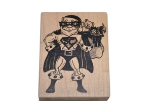 Santa Claus Comic Book Super Hero Rubber Stamp Stampa Barbara Vintage 1996 4.5" - Picture 1 of 4