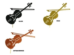 Tema musical de cumpleaños diseño de violín brillante 5,5" de alto elige color - Imagen 1 de 4