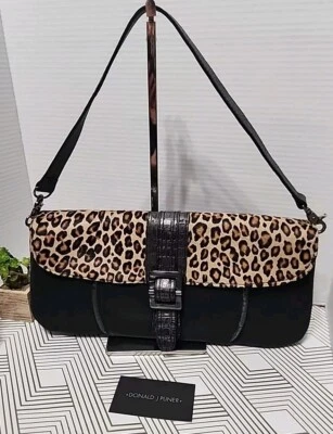 Bolso sin asas de cuero estilo leopardo DONALD J PLINER nuevo sin etiquetas lindo, al por menor $340 Foto 1 de 4