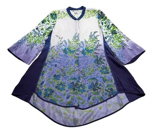 Citron Santa Monica Silk Kimono Tunic XS Vivid Floral Print. Superb! - Picture 1 of 15