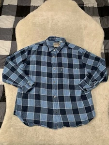 Levis Silver Tab Y2K Oversized Blue Plaid Flannel Shirt Size Medium - Picture 1 of 6