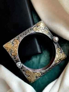 Dual Tone Ethnic Antique Look Openable Kada - Picture 1 of 5