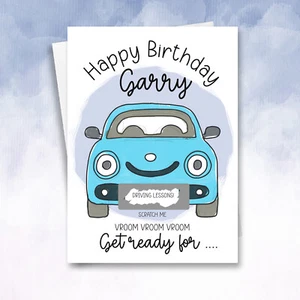Tarjeta rasca y gana de cumpleaños personalizada, vale de regalo, revelan lecciones de conducción 17 - Imagen 1 de 8