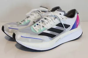 Adidas Adizero Boston 11 White Lucid Blue Fuchsia Marathon Running Shoes Size 11 - Picture 1 of 9