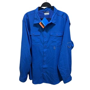 Columbia Mens Size XL Omni-Shade Vivid Blue Back Vented Long Sleeve Shirt NWT - Picture 1 of 9