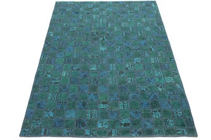 Oriental carpet patchwork vintage turquoise beautiful 240x160 hand knotted 167148 - Picture 1 of 7