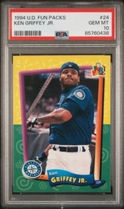 1994 Upper Deck Fun Pack #24 Ken Griffey Jr. graded PSA 10 Gem Mint Pop 23 - Picture 1 of 2