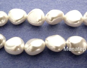 12 11 x 9 mm Czech Glass Nugget Beads: Pearl Coated - Snow White - Picture 1 of 1