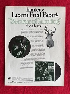 VTG 1968 Print Ad Bear Archery Fred Bear Secrets Of Hunting A Buck Record Album - Picture 1 of 7