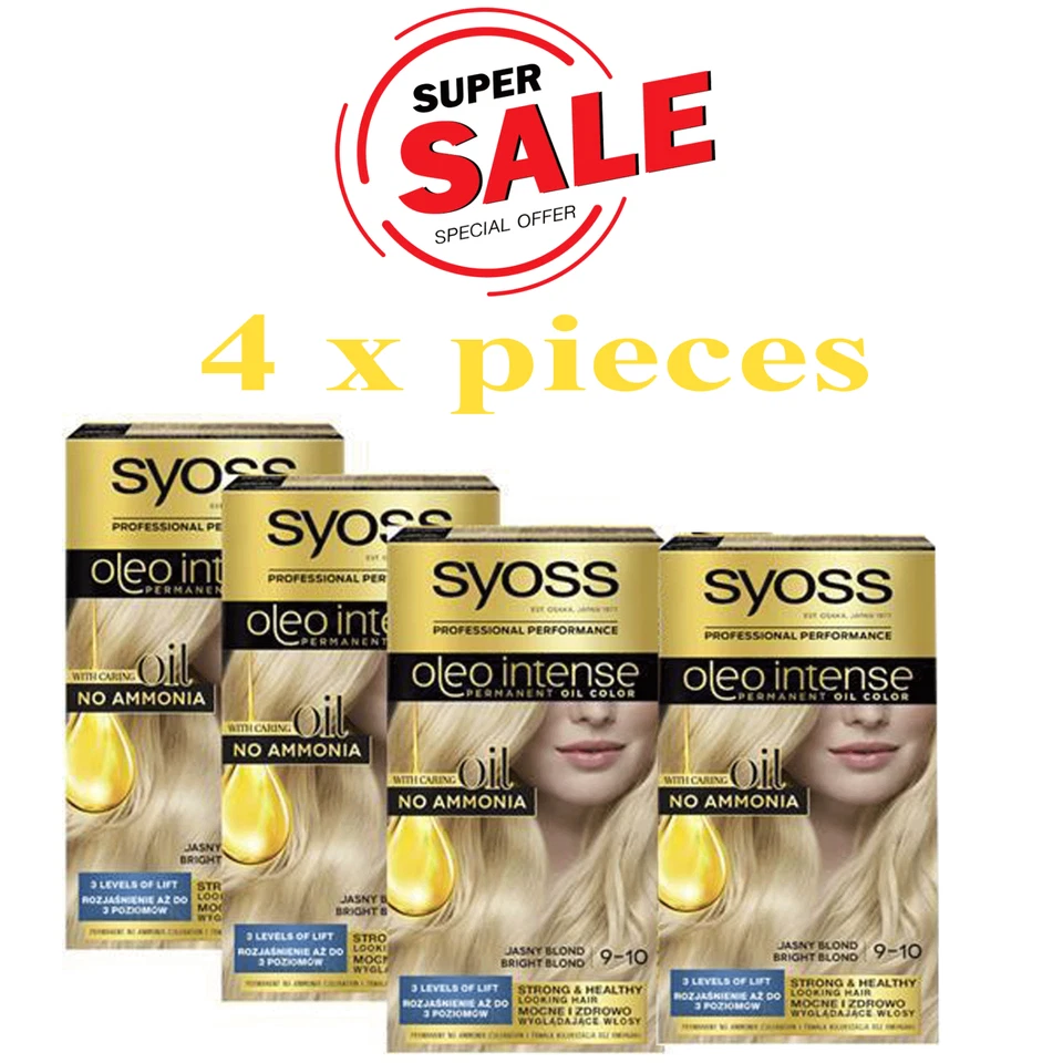 Syoss Oleo Intense 9-10 Bright Blond Hair Coloration Ammonia Free Pack of 4 - image 1 of 1