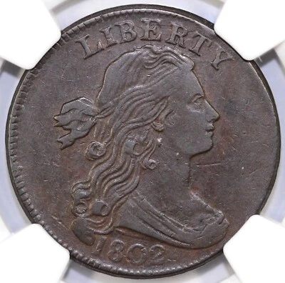 1802 1c S-227 Draped Bust Large Cent NGC XF 45 EX; Mervis Collection - Image 1 of 4
