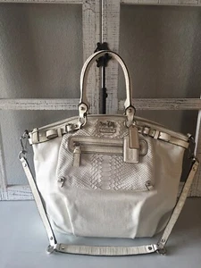 COACH MADISON EMBOSSED MIXED EXOTIC POCKET LINDSEY SATCHEL CROSSBODY BAG EUC - Picture 1 of 11