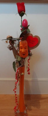 Vase schmal mit Rose Kunstblume Schmetterling Glasvase Muttertag Dekoration TOP* - Bild 1 von 4