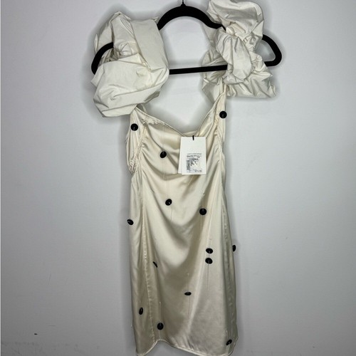 Jacquemus La Mini Robe Chouchou Brodee mini abito bianco sporco donna taglia 36 S