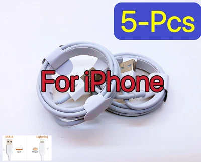 5-PCS 3FT USB Charger Cable Cord For Apple iPhone 7 8 X XR 11 12 Pro Max SE - Image 1 of 4