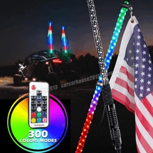 2x 4 pies luces látigo LED RGB antena espiral poste bandera para UTV Polaris RZR XP 1000 - Imagen 1 de 16