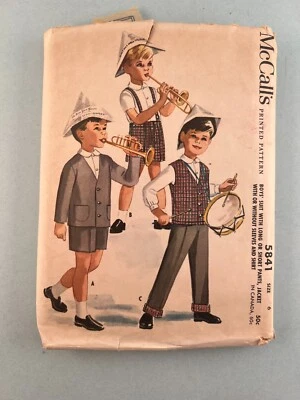 McCall's 5841 Vintage Sewing Pattern '61 Boys Suit w Jacket Pants Shirt Size 6 - Image 1 of 3