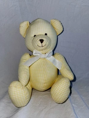 De Colección Carters Prestige 7" Bebé Oso de Peluche Sonajero Arco Amarillo Cuadros Articulado Foto 1 de 4