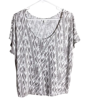 Soft Joie Top Women’s Size Small Gray White Pima Cotton Short Sleeves - Image 1 of 4
