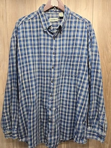 LL Bean Shirt Mens XL Tall Blue Plaid Flannel Shacket Hiking - Picture 1 of 5