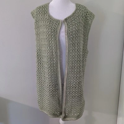 Винтажный женщин ручной работы вязаный свитер жилет кардиган богемное хиппи бабушка уникальный - Изображение 1 из 4