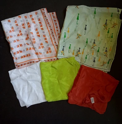 Lot 5 Vintage Square Scarves Rayon Silk Hand Rolled Japan - Image 1 of 4