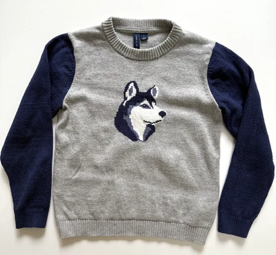 Janie and Jack Husky Dog Cotton Blend Sweater Boys Size 6 Preppy - Image 1 of 4