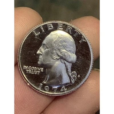 1974-S 25c Quarter Proof Error Rim DDO DDR Cud Crack Grease Clad Strike - Image 1 of 4